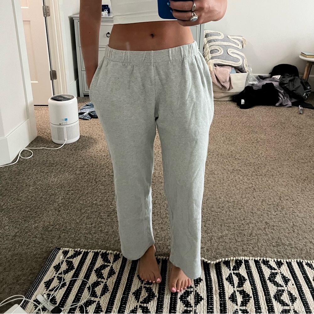 brandy melville gray waffle  sweatpants